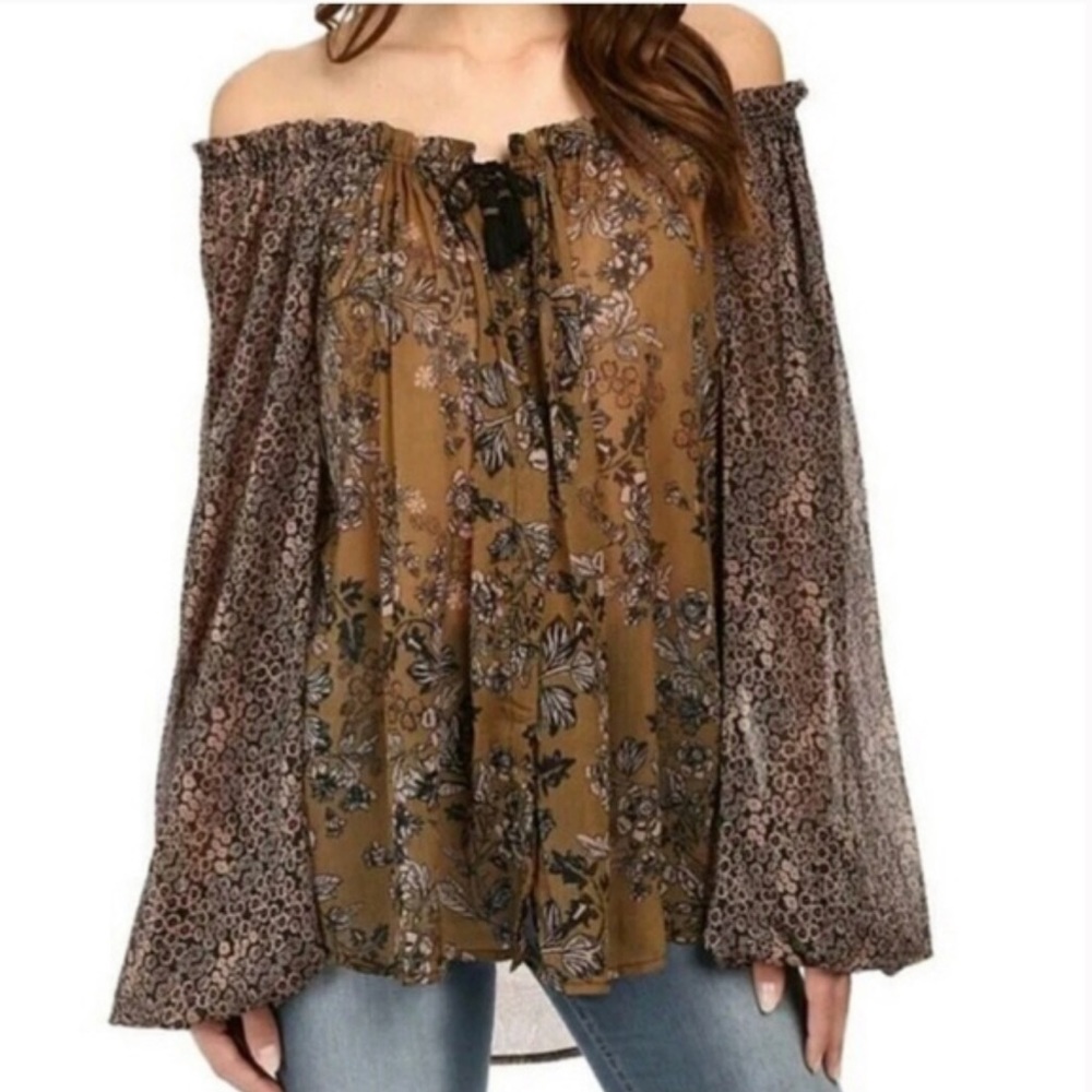 FREE PEOPLE | Long Sleeve Blouse Off The Shoulder